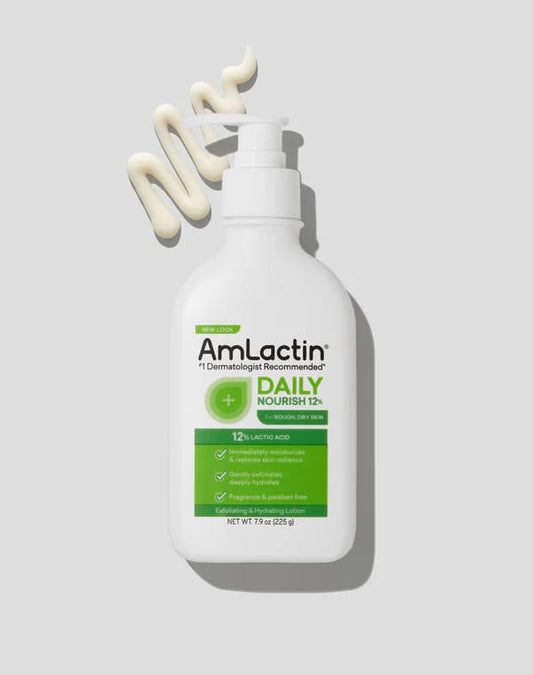 AmLactin Daily Nourish 12% – 7.9 oz Body Lotion with 12% Lactic Acid – Exfoliator and Moisturizer